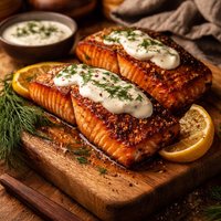 Sugar Seared Salmon with Sour Cream Sauce