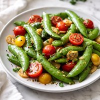 Sugar Snap Peas with Tomatoes and Garlic