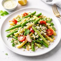 Summer Bean Salad with Creamy Lemon Dressing