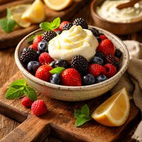 Summer Berries with Lemon Creme Fraiche