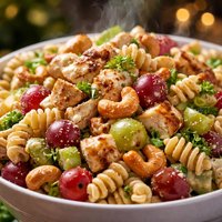 Summer Cashew Chicken Grape Pasta Salad