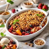 Summer Fruit Honey and Hazelnut Crumble