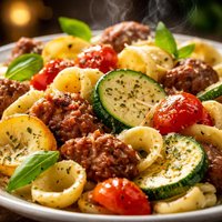 Summer Squash and Sausage Pasta Dish