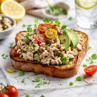 Summer Tuna Salad Sandwich Open Faced