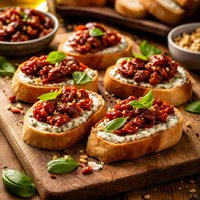 Sun Dried Tomato and Basil Crostini