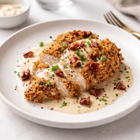Sun Dried Tomato Breaded Chicken with Cream Sauce