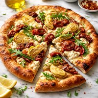 Sun Dried Tomato Goat Cheese and Artichoke Pizza