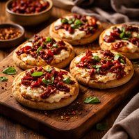 Sun Dried Tomato Goat Cheese English Muffin Pizzas