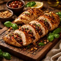 Sun Dried Tomato Pine Nuts and Basil Stuffed Chicken Breasts