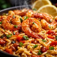 Sunset Orzo with Spanish Shrimp