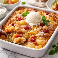 Super Easy Fruit Cocktail Cobbler Cake