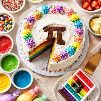 Surprise Rainbow Pi Cake