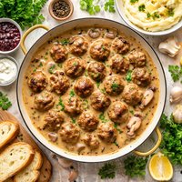 Swedish Meatballs Once Again with Mushroom Sauce