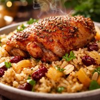 Swedish Roast Chicken with Spiced Apple Rice