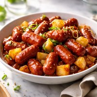 Sweet and Sour Cocktail Dogs with Pineapple