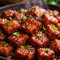 Sweet and Spicy Glazed Pork Cubes