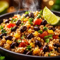 Sweet Chilean Lime Laced Black Beans Rice Crock Pot
