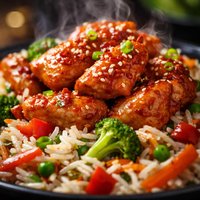 Sweet Chili Chicken with Asian Vegetable Rice