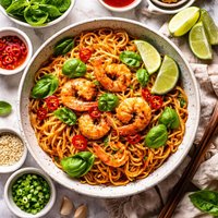 Sweet Chilli Prawn Shrimp and Basil Noodles