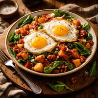 Sweet Potato Bacon Spinach Salad W Fried Eggs