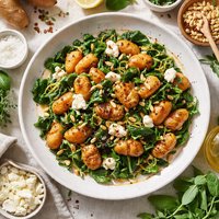 Sweet Potato Gnocchi with Goats Cheese and Wilted Salad
