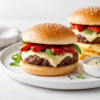 Sweet Red Pepper Provolone Burgers