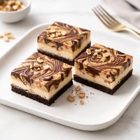 Swirled Peanut Butter Chocolate Cheesecake Bars