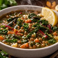 Swiss Chard and Lentil Soup with Lemon Juice