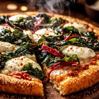 Swiss Chard and Ricotta Cornmeal Crust Pizza