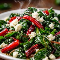 Swiss Chard Stir Fried with Feta Cheese
