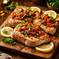 Swordfish with Tomato Basil and Lemon