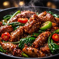 Szechuan Lamb with Peppers and Spinach