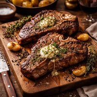 T Bones with Garlic Thyme Butter