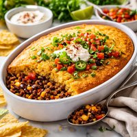Taco Casserole with Cornbread Topping