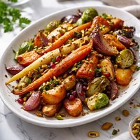 Tangerine and Cardamom Glazed Roasted Winter Vegetables