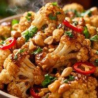 Tangy Cauliflower with Peanut Sauce