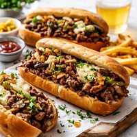 Tar Heel Not Philadelphia Steak and Cheese Sandwiches