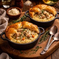 Tarragon Cream Chicken and Polenta Pot Pies