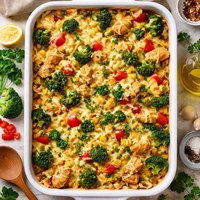 Tasty Cheesy Chicken and Veggie Casserole