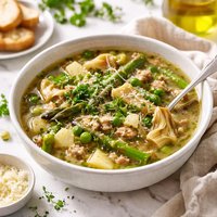 Tasty Spring Soup Called Garmugia