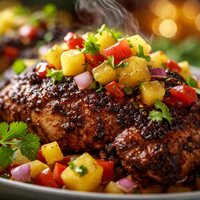 Taxi Stand Jerk Chicken with Pineapple Mango Salsa