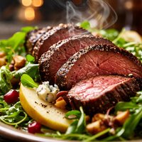 Tea Smoked Beef Tenderloin with Pear Salad