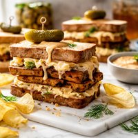 Tempeh Reubens with Vegan Thousand Island Dressing