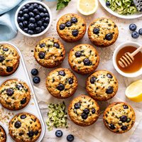Ten Grain Zucchini Blueberry Muffins