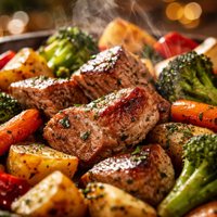 Tender Oven Roasted Pork and Veggies