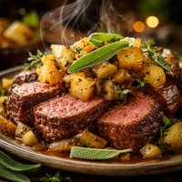 Tenderloin Asada with Sage and Savory Apples