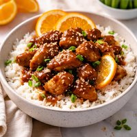Teriyaki Orange Chicken Over Rice