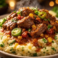 Tex Mex Beef Pot Roast with Corn Chipotle Cilantro Mashed Potato