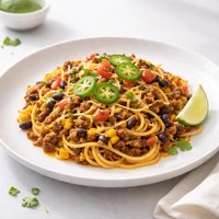 Tex Mex Spaghetti Crock Pot Served