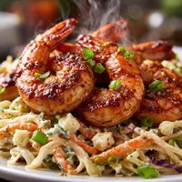 Texas Barbecue Shrimp with Bleu Cheese Slaw